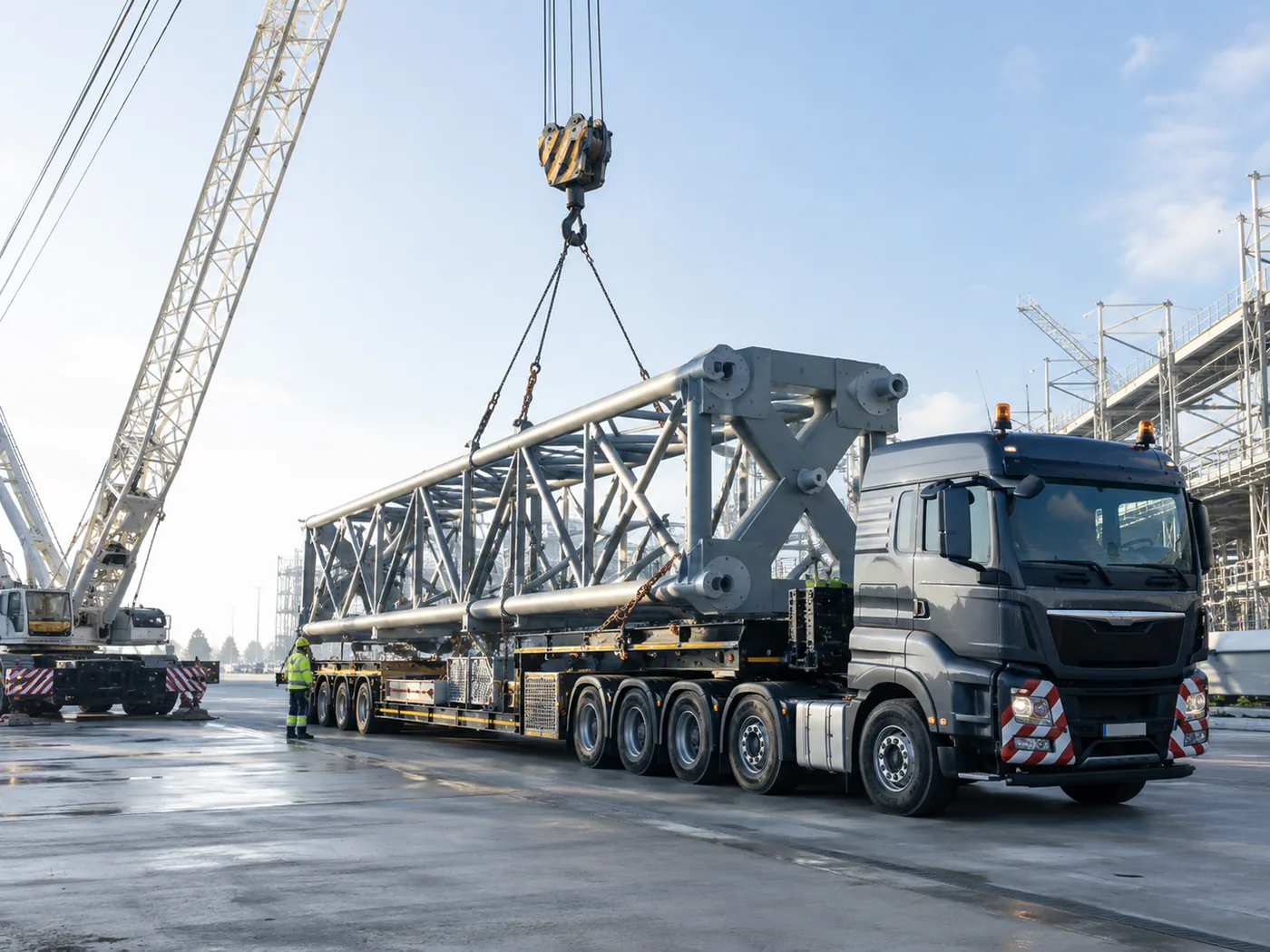 Tower cranes and oversized cargo transportation projects